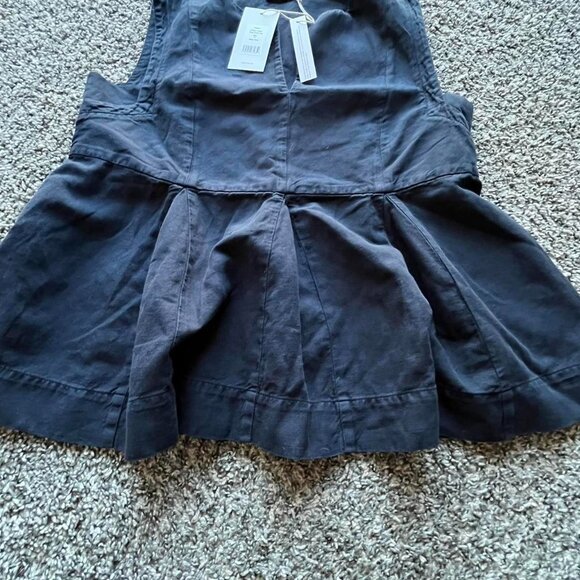 NWT Navy Blue Toast Cotton Linen Dress, Womens 12 Ruffled Dress - Picture 3 of 7